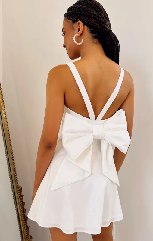 Simone Mini Dress ~ White Taffeta made by Show Me Your MuMu