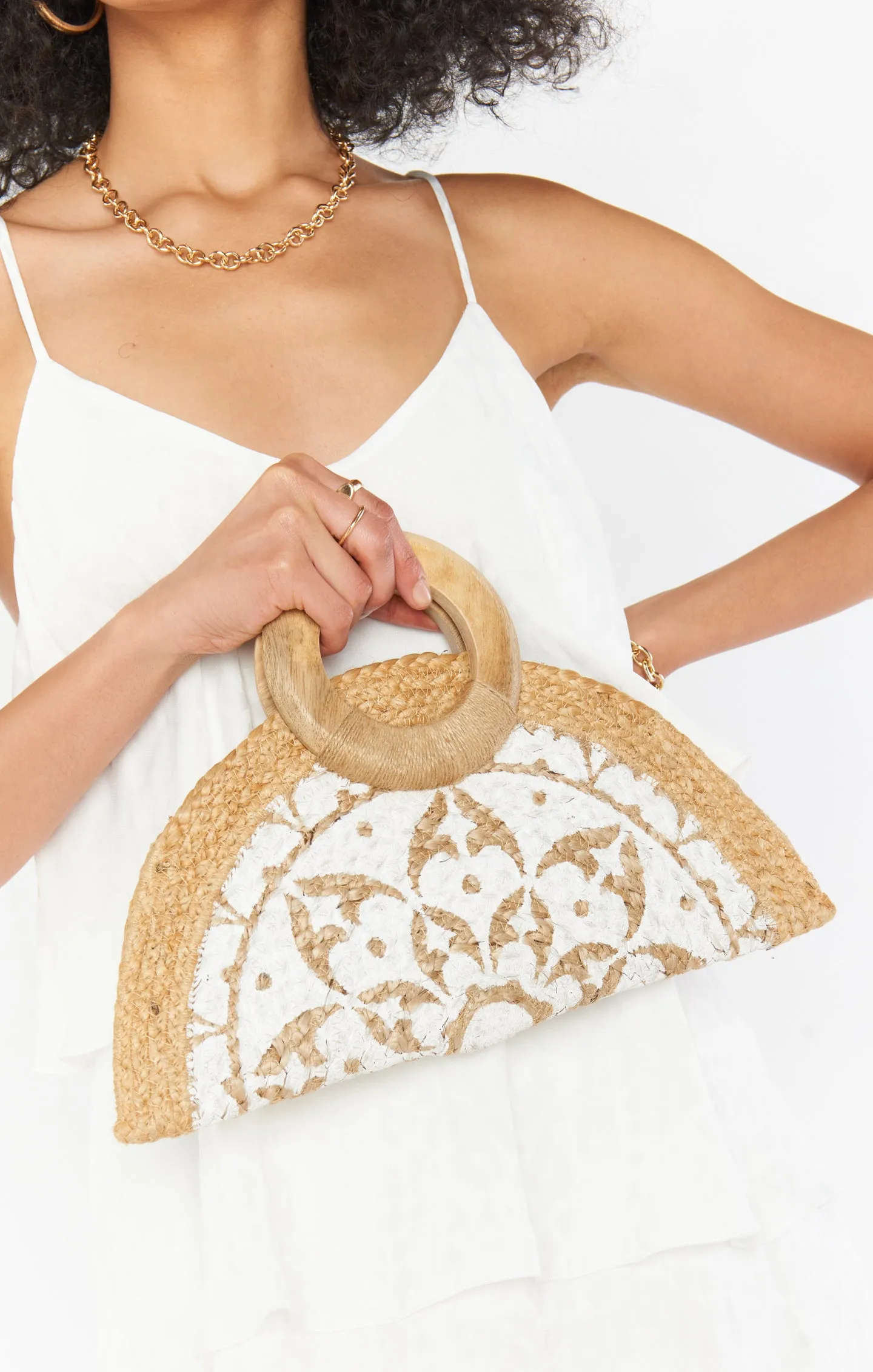 Nicola Straw Bag ~ Natural/White sold by Show Me Your MuMu