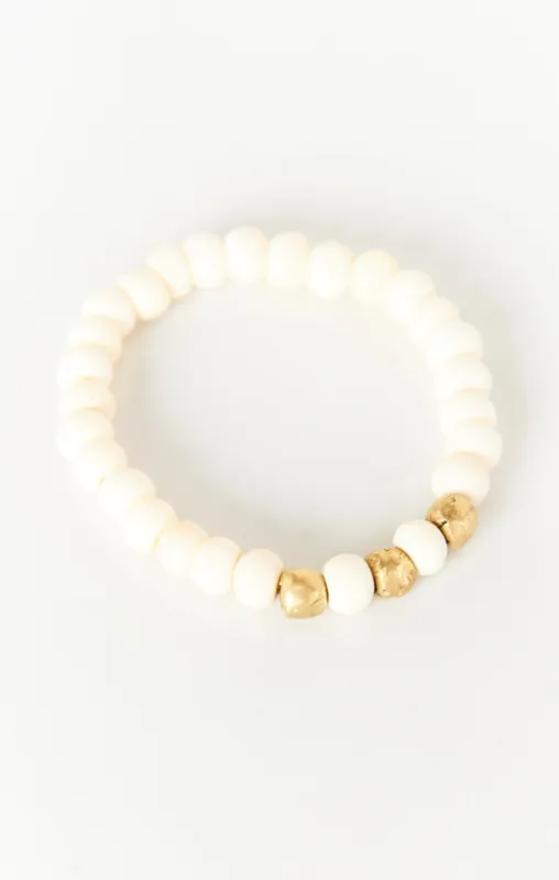 Jonesy Wood Stretch Bracelet ~ Bone Beaded sold by Show Me Your MuMu