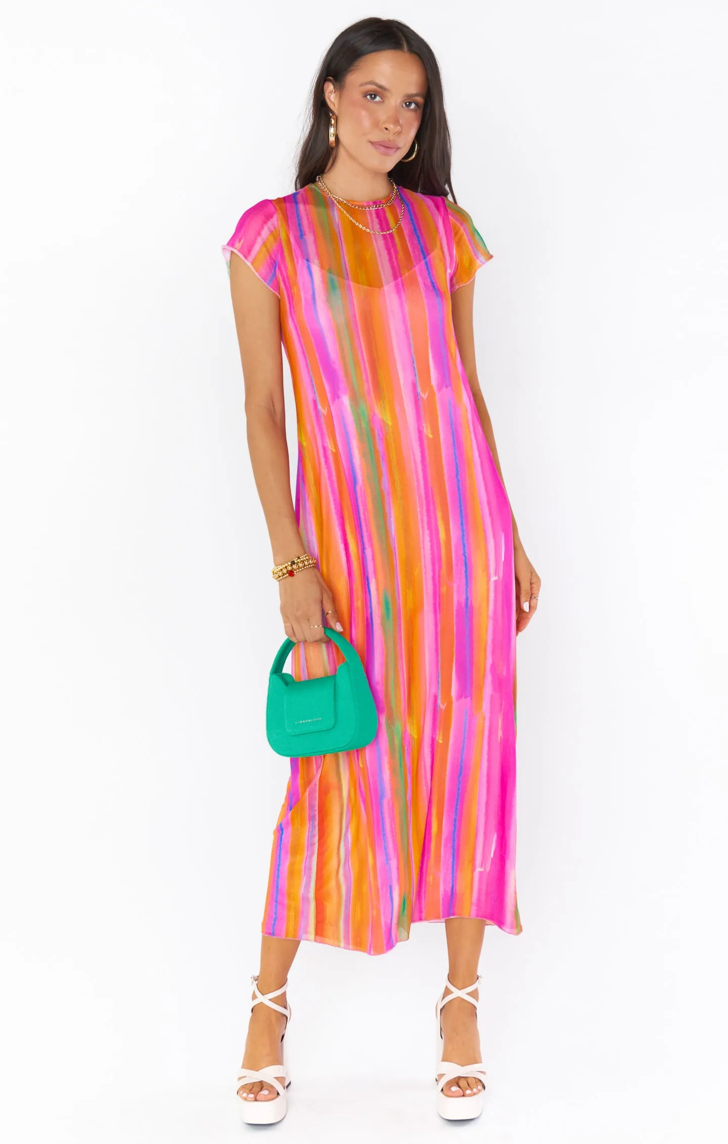 Molly Midi Dress ~ Sunrise Stripe Mesh sold by Show Me Your MuMu product image thumbnail 2
