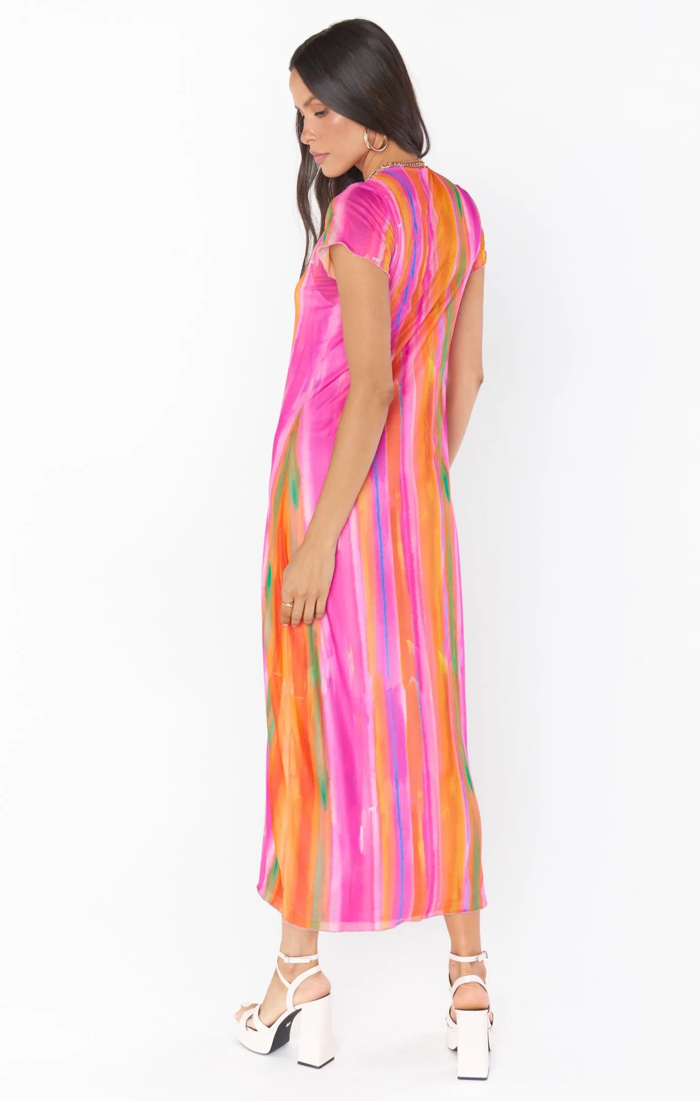 Molly Midi Dress ~ Sunrise Stripe Mesh sold by Show Me Your MuMu product image thumbnail 4
