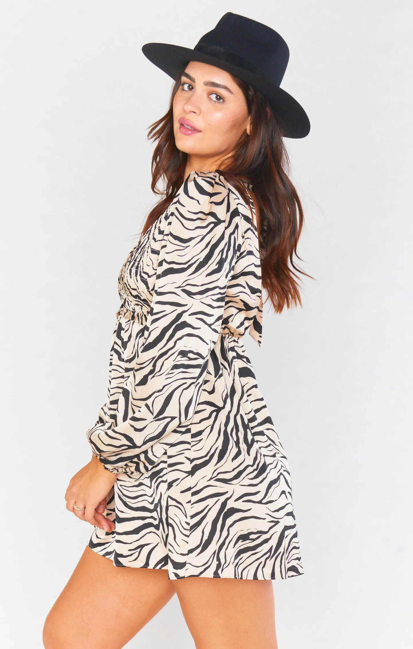 Social Mini Dress ~ Coconut Zebra Satin sold by Show Me Your MuMu product image thumbnail 5