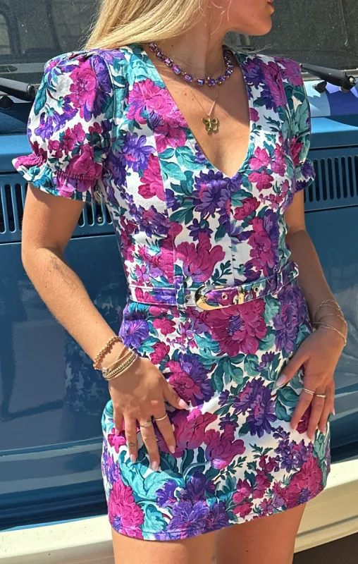 Zia Mini Dress ~ Magenta Blooms Denim sold by Show Me Your MuMu