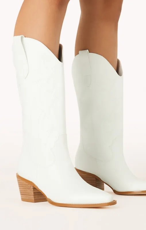 Billini Danaro Cowboy Boot ~ White sold by Show Me Your MuMu