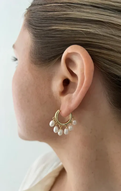 ALV Jewels Eden Pearl Hoops ~ Gold/Pearl sold by Show Me Your MuMu