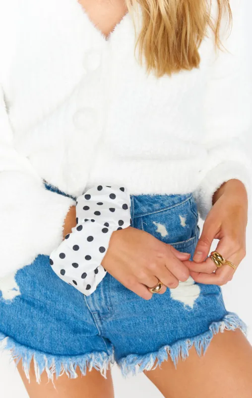 Oversized Scrunchie ~ White Spot sold by Show Me Your MuMu