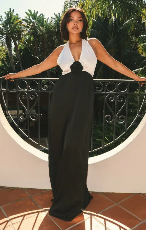 Marilyn Maxi Dress ~ Black and White Luxe Satin sold by Show Me Your MuMu