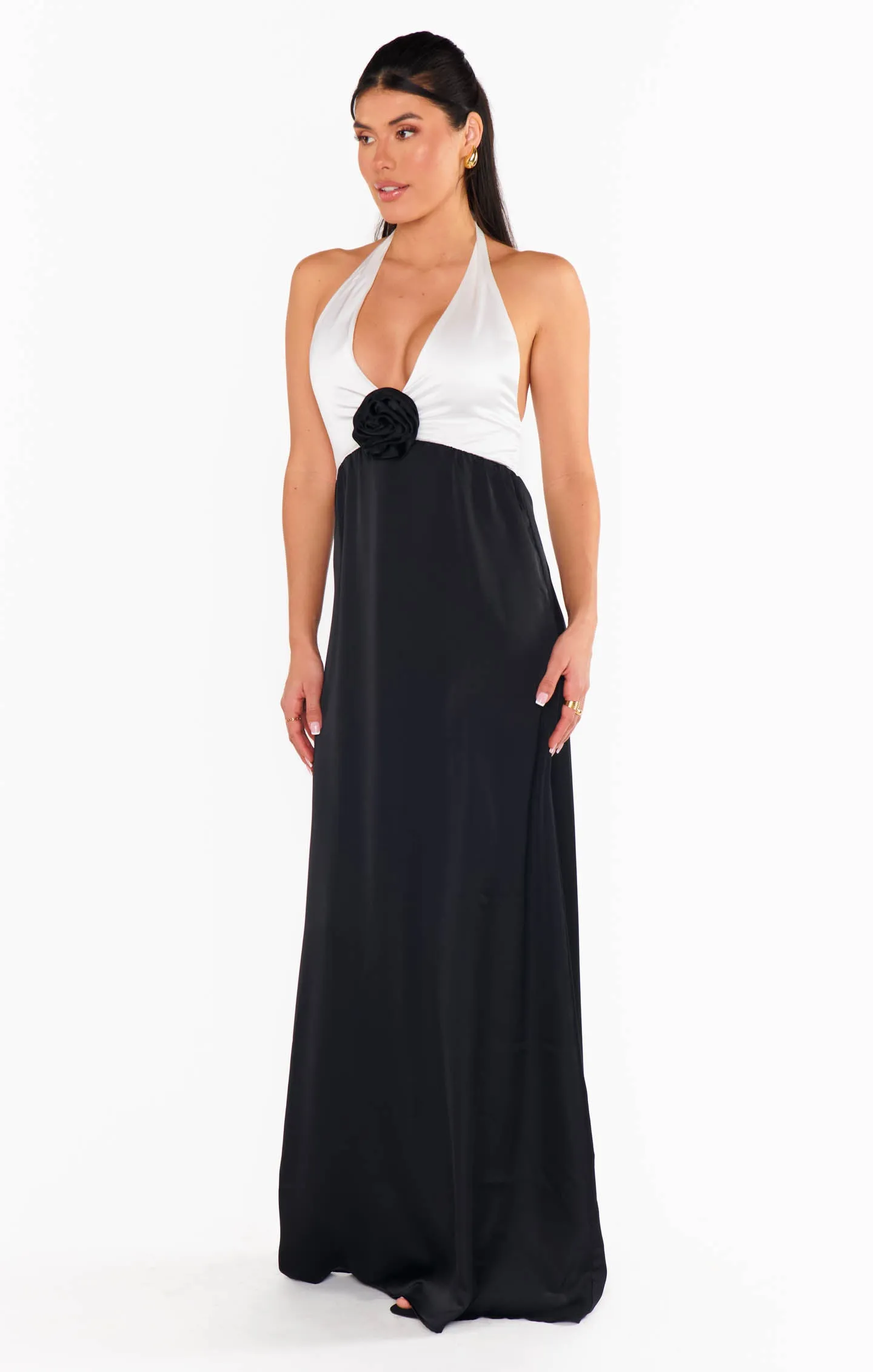 Marilyn Maxi Dress ~ Black and White Luxe Satin sold by Show Me Your MuMu product image thumbnail 5