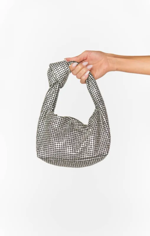 Kaia Knot Rhinestone Purse ~ Silver sold by Show Me Your MuMu