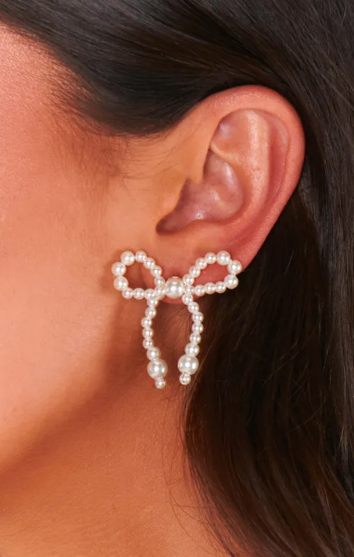 Bow Pearl Bead Earrings ~ Pearl sold by Show Me Your MuMu
