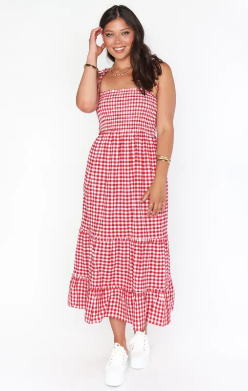 Jones Midi Dress ~ Strawberry Gingham sold by Show Me Your MuMu