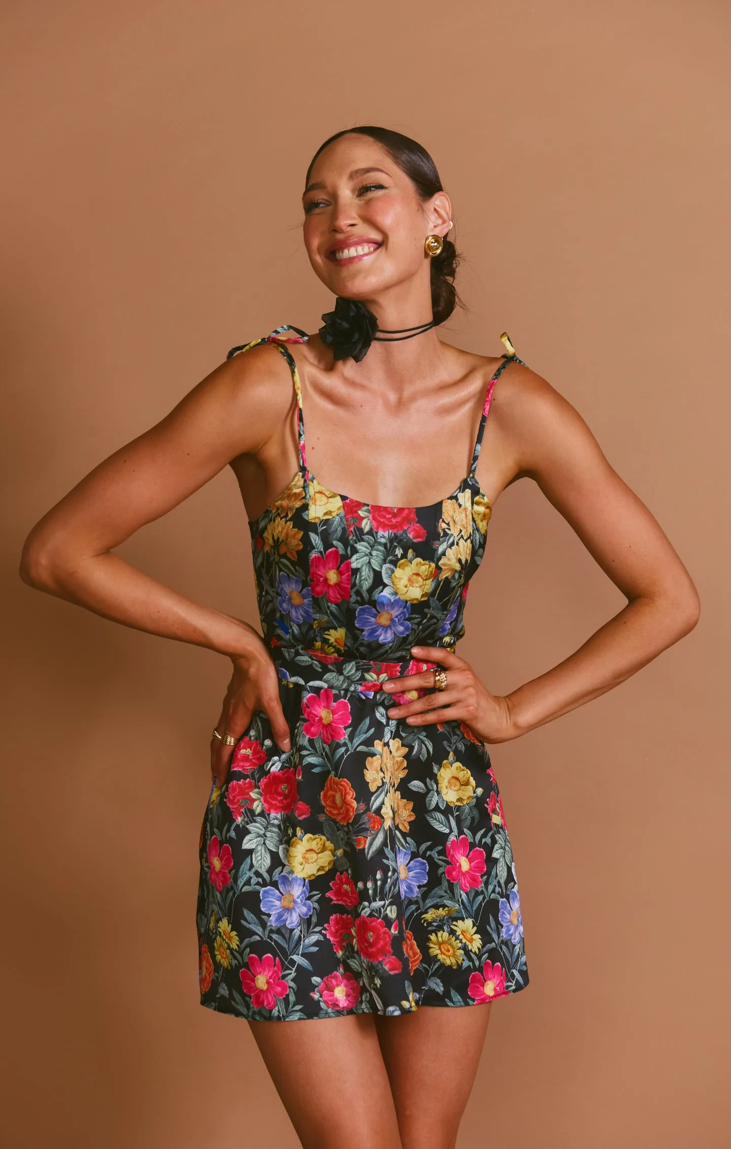 Julie Mini Dress ~ Charm Peony Black Luxe Satin sold by Show Me Your MuMu product image thumbnail 2