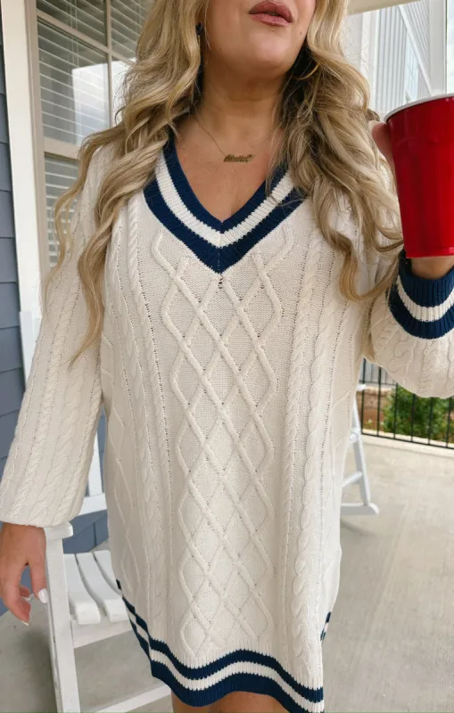 Tailgate Sweater Dress ~ Navy Cable Knit sold by Show Me Your MuMu