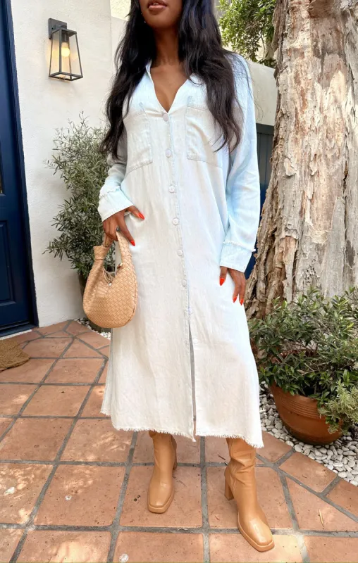 Wilmington Long Shirt Dress ~ Light Chambray sold by Show Me Your MuMu