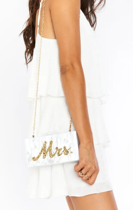 MRS Box Clutch Bag ~ White/Gold sold by Show Me Your MuMu