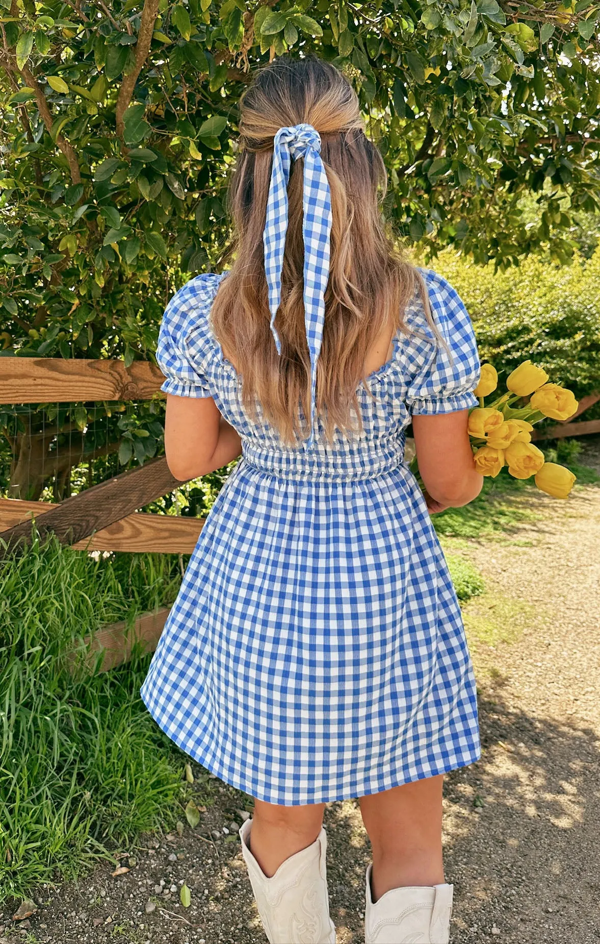 Navy Hair Bow Scarf ~ Blue Bounty Gingham sold by Show Me Your MuMu product image thumbnail 3