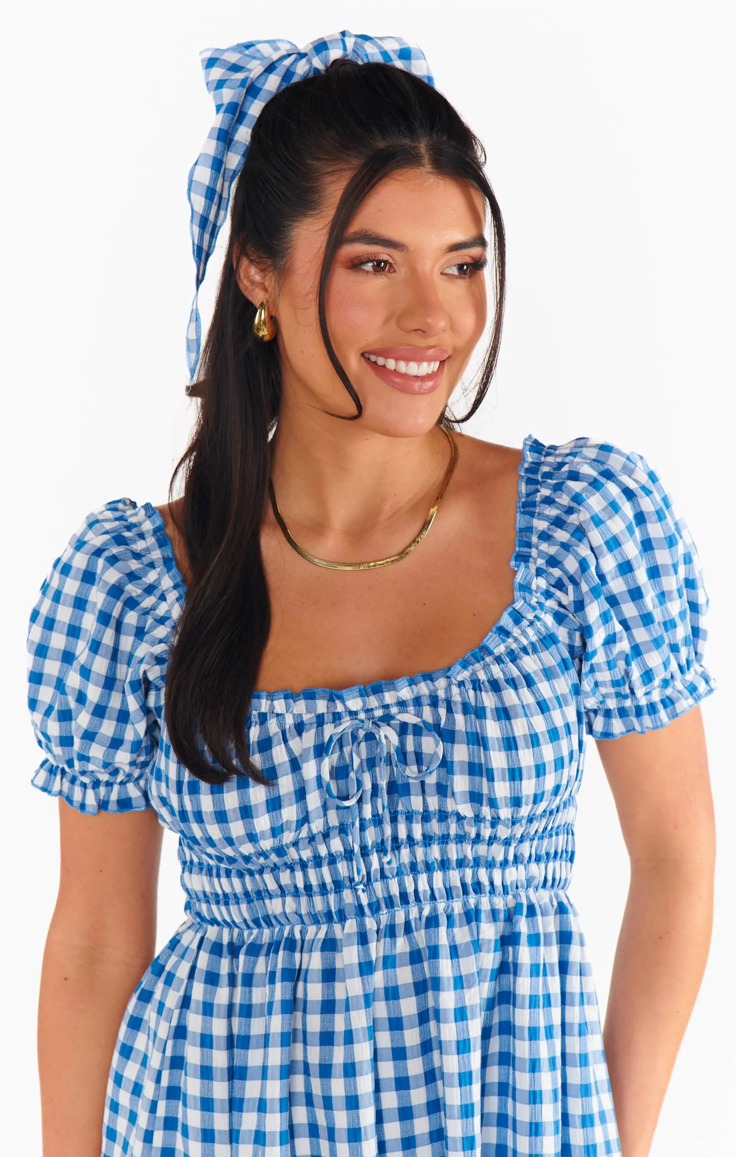 Navy Hair Bow Scarf ~ Blue Bounty Gingham sold by Show Me Your MuMu product image thumbnail 5