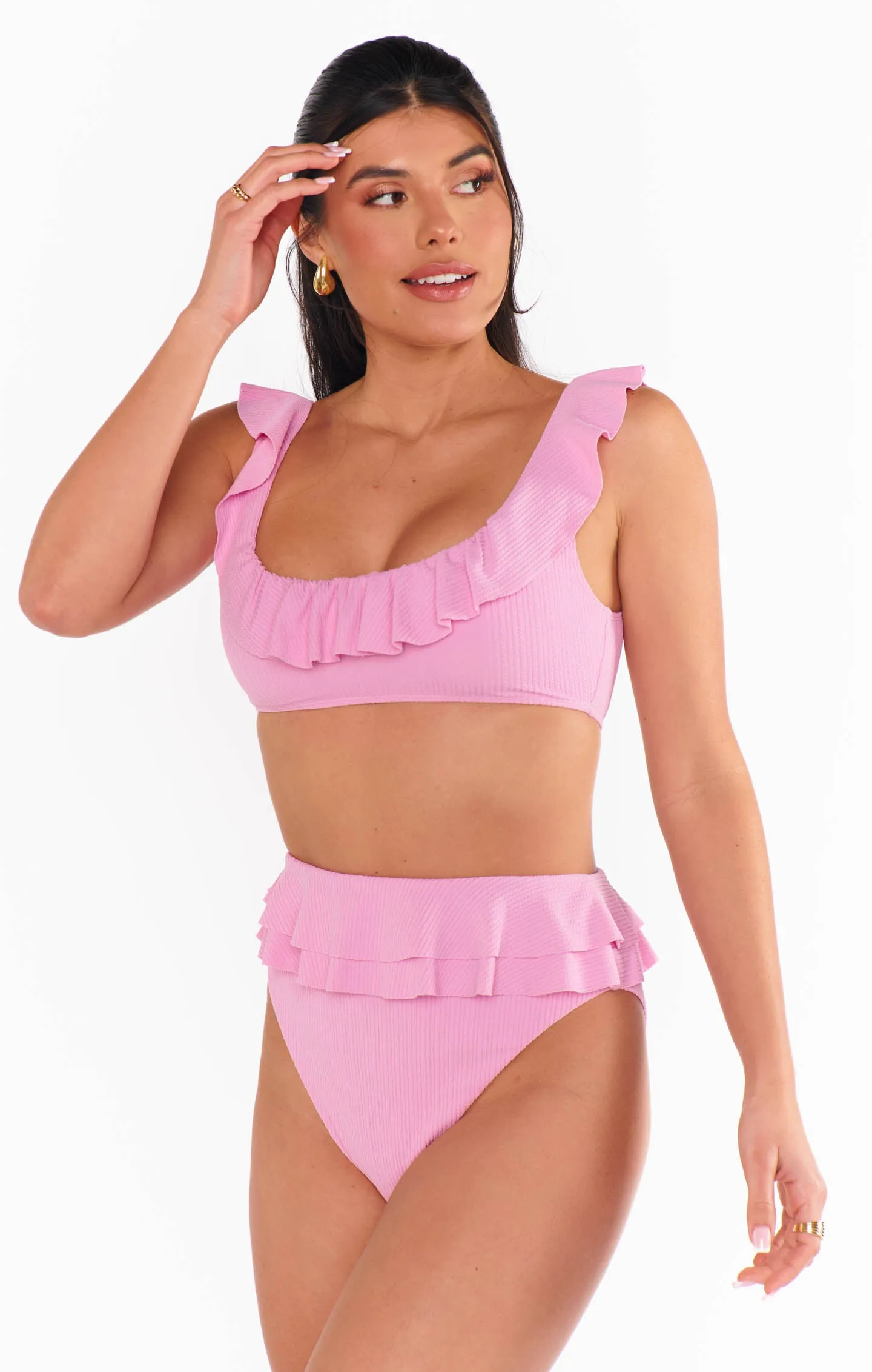 Island Double Ruffle Bottom ~ Pink Sands Rib Scrunch sold by Show Me Your MuMu product image thumbnail 4