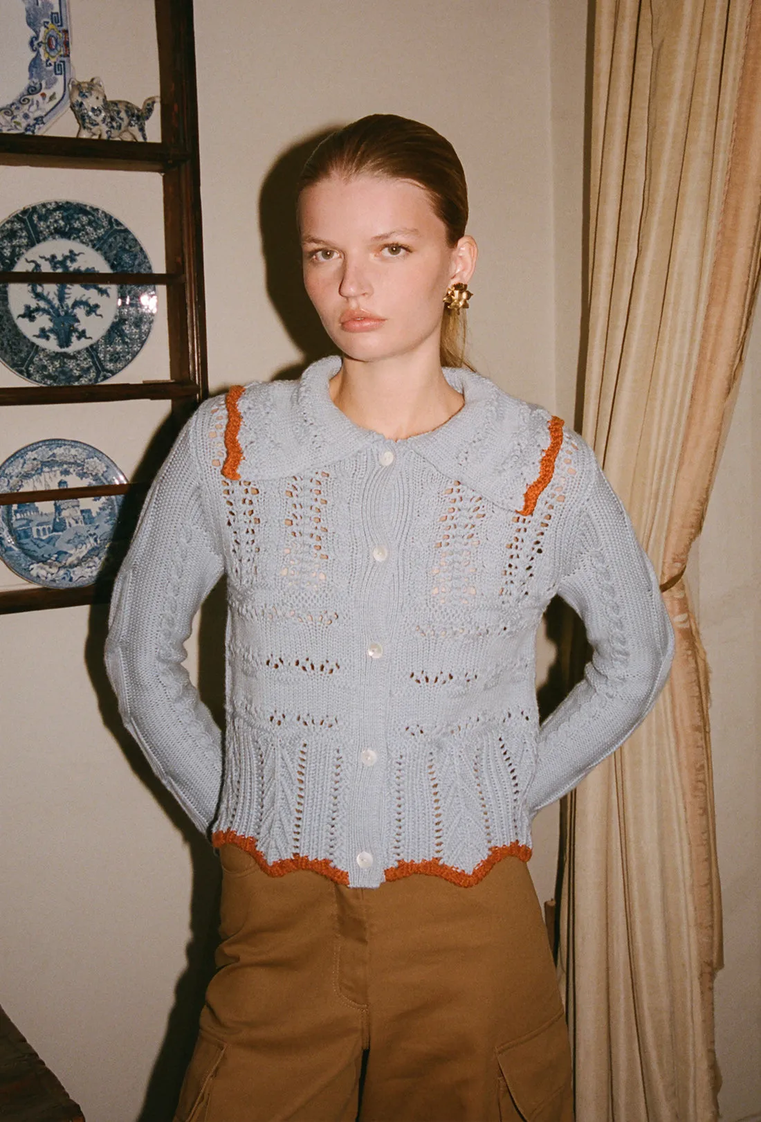 Trixie Cardigan - China Blue/Rust sold by Shrimps product image thumbnail 2