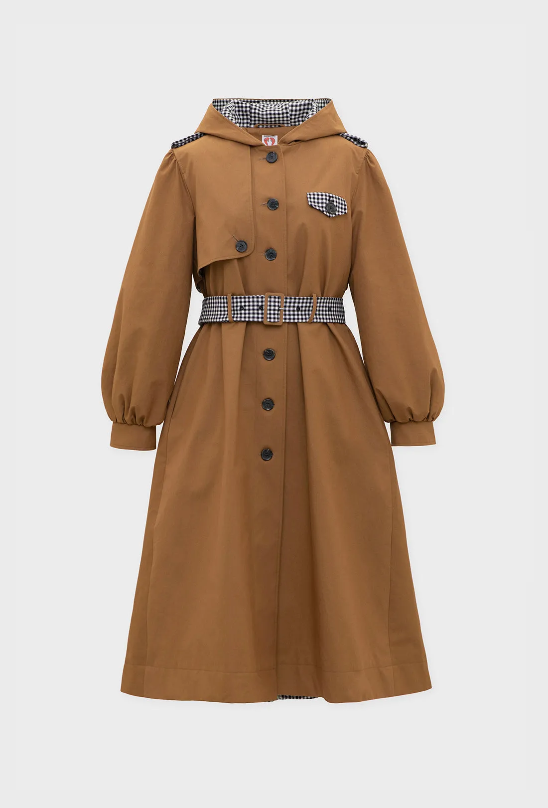 Aspen Trench Coat - Tan/Black Gingham sold by Shrimps