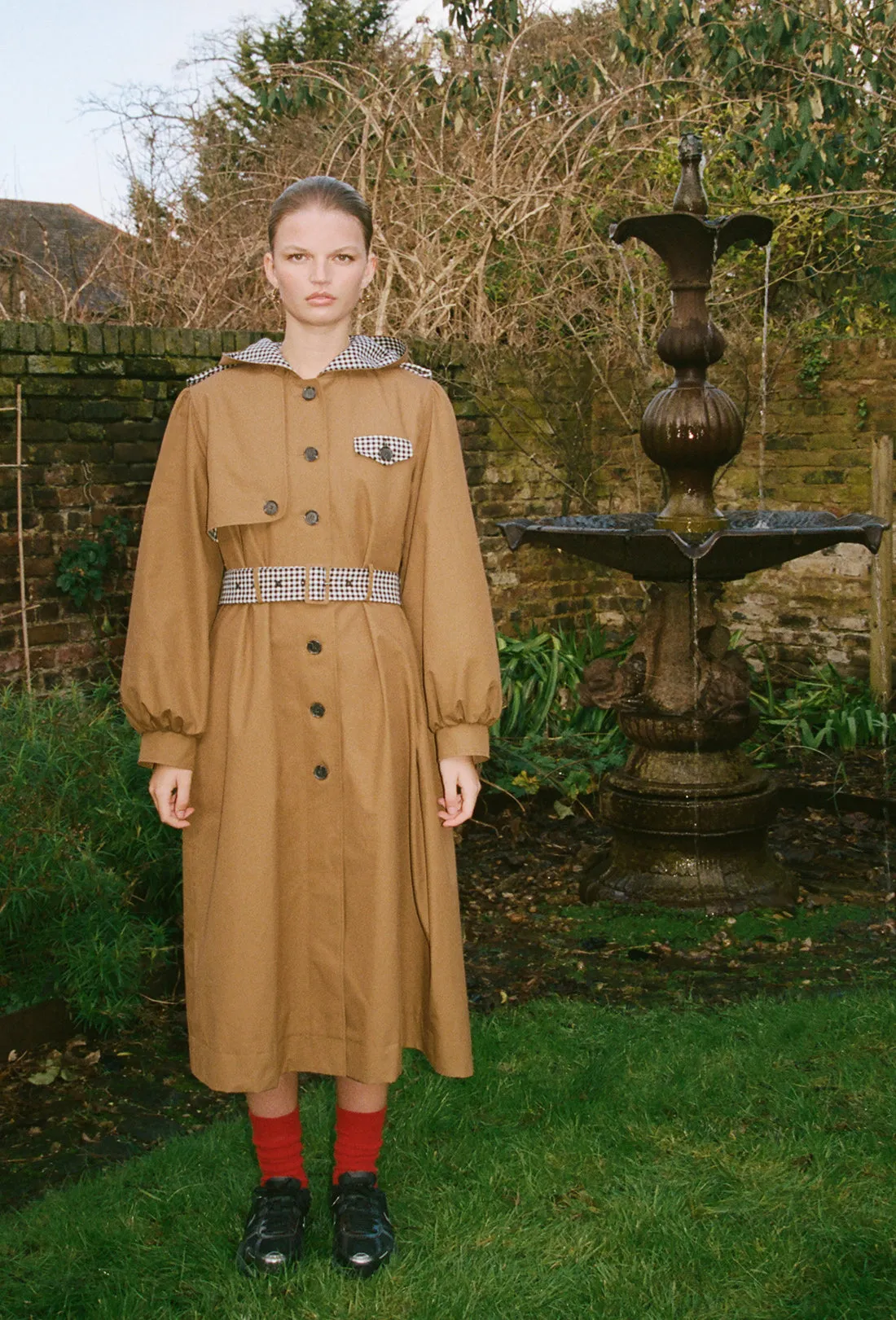 Aspen Trench Coat - Tan/Black Gingham sold by Shrimps product image thumbnail 2