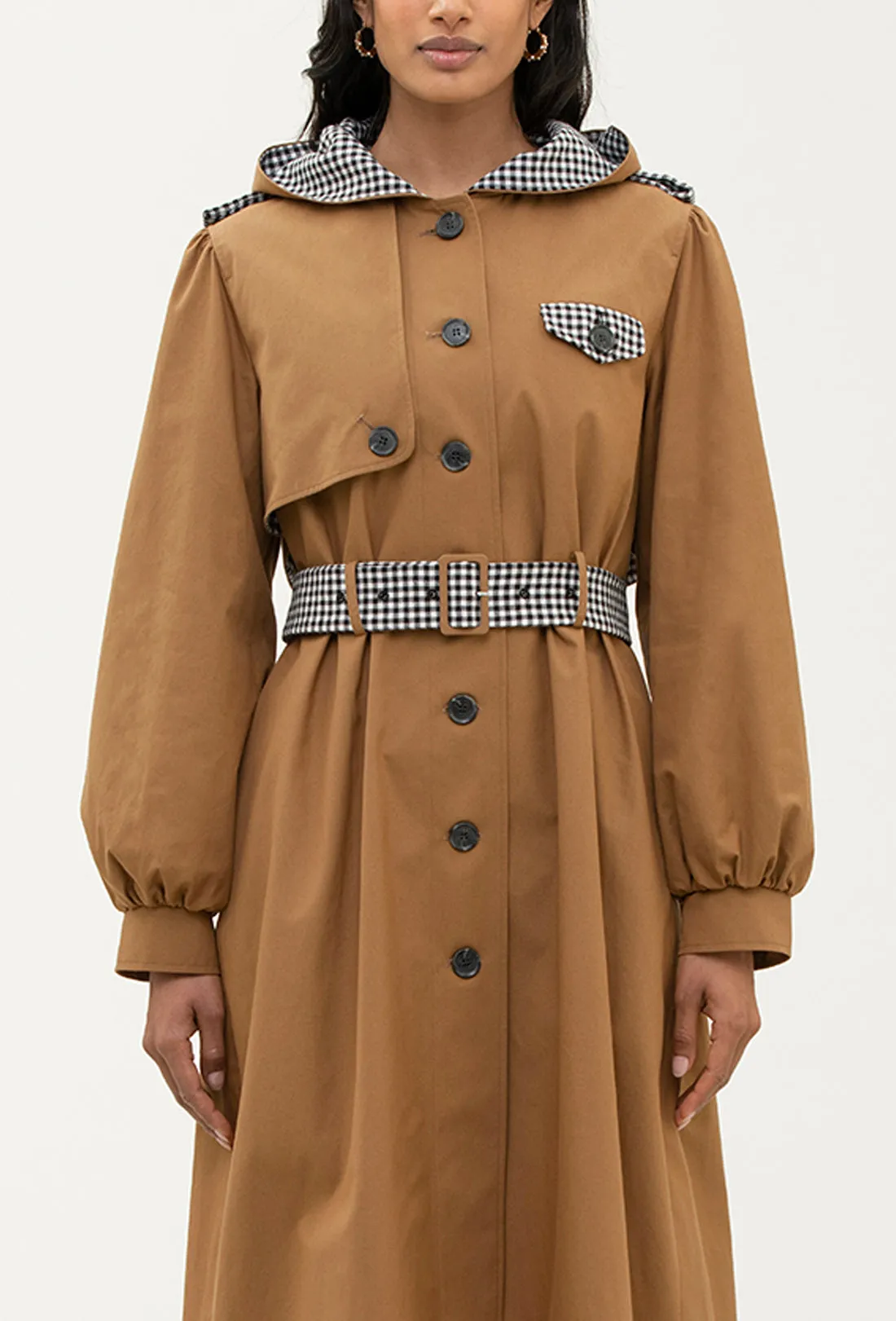 Aspen Trench Coat - Tan/Black Gingham sold by Shrimps product image thumbnail 4