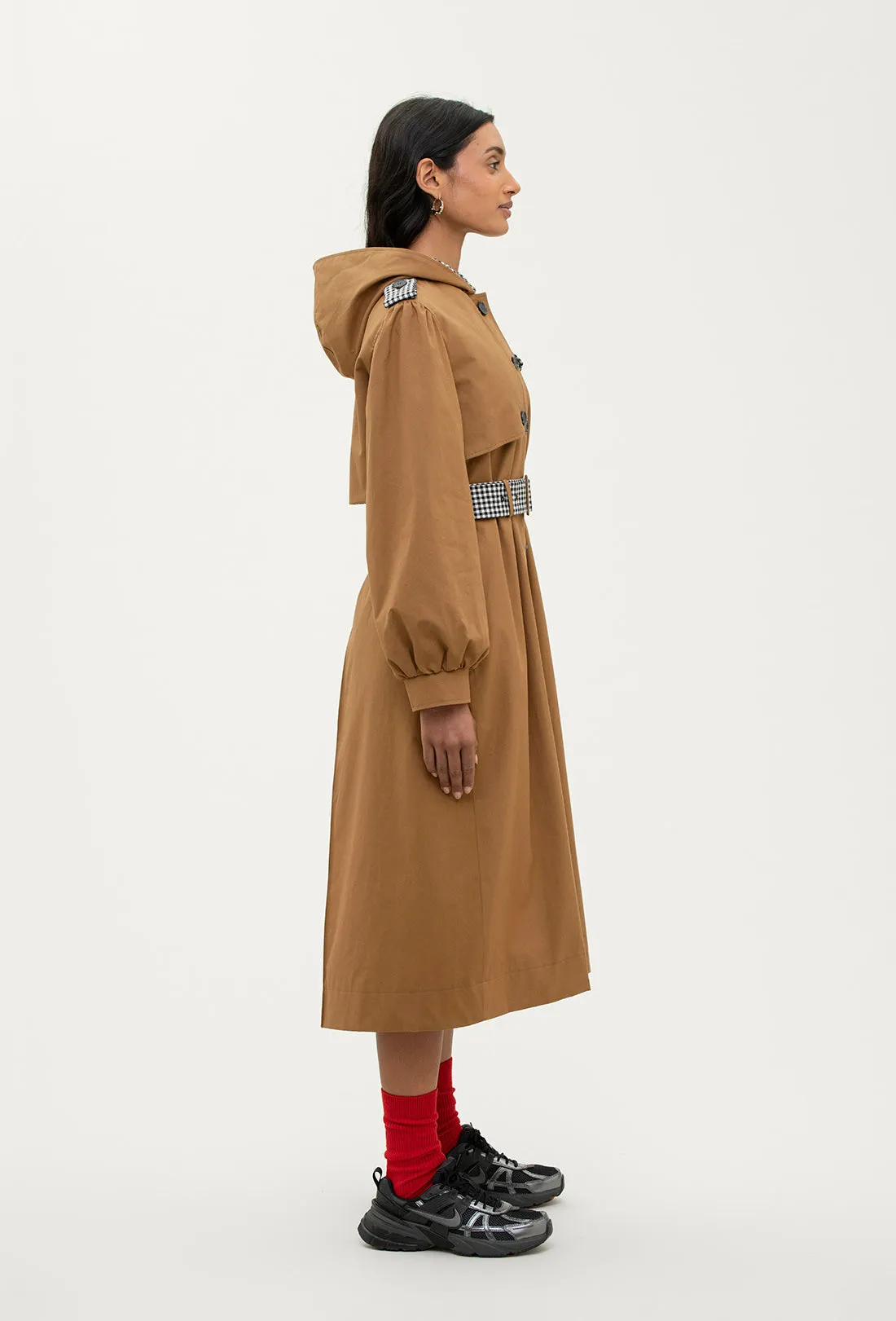 Aspen Trench Coat - Tan/Black Gingham sold by Shrimps product image thumbnail 5