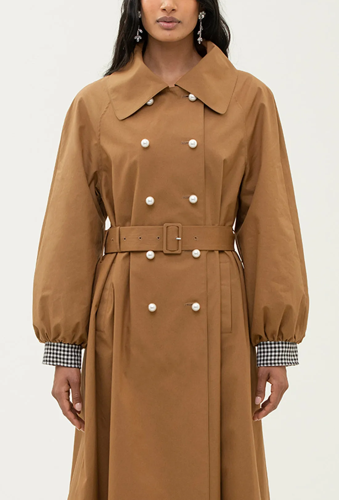 Birch Trench Coat - Tan/Black Gingham sold by Shrimps product image thumbnail 4