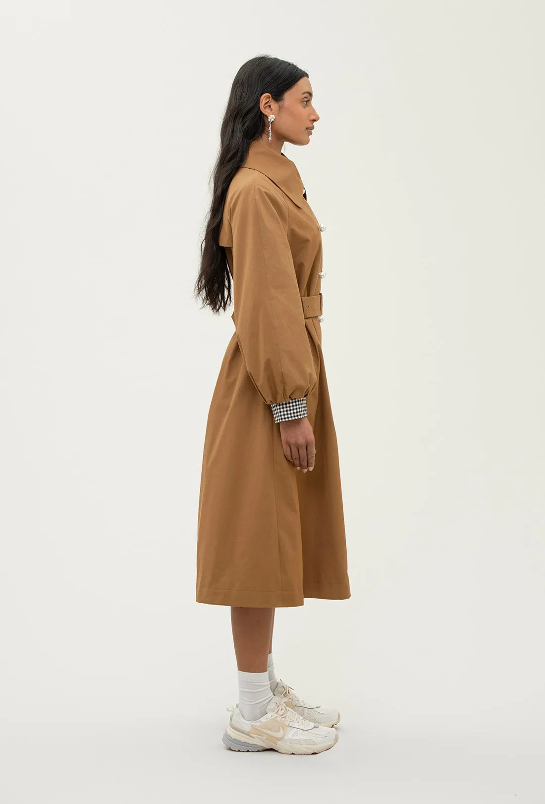 Birch Trench Coat - Tan/Black Gingham sold by Shrimps product image thumbnail 5