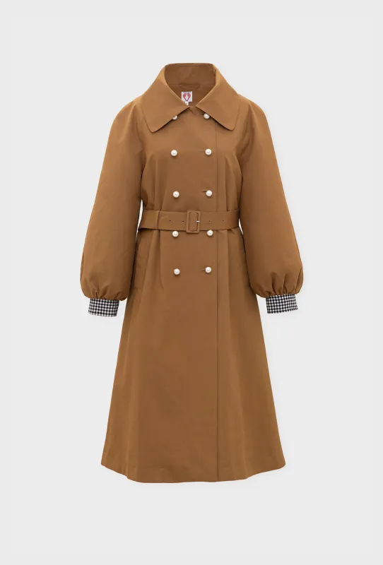 Birch Trench Coat - Tan/Black Gingham sold by Shrimps