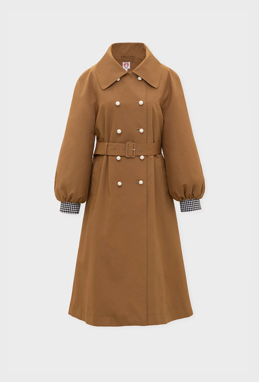 Birch Trench Coat - Tan/Black Gingham sold by Shrimps