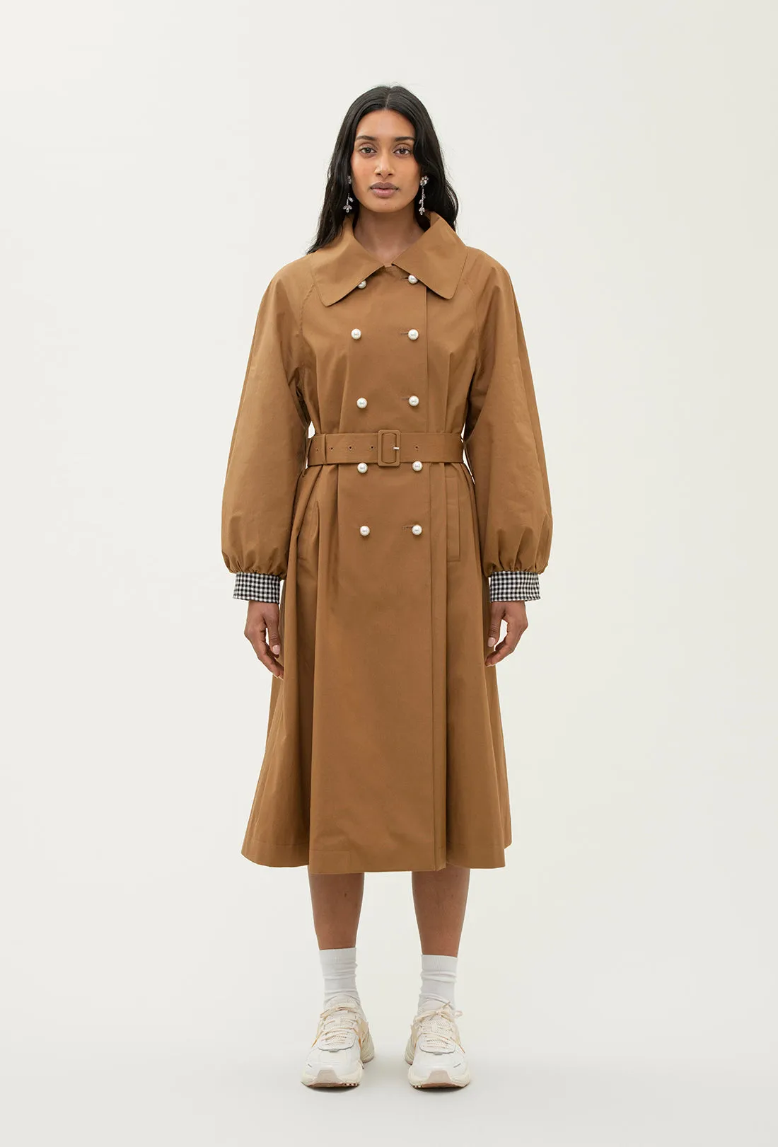 Birch Trench Coat - Tan/Black Gingham sold by Shrimps product image thumbnail 3