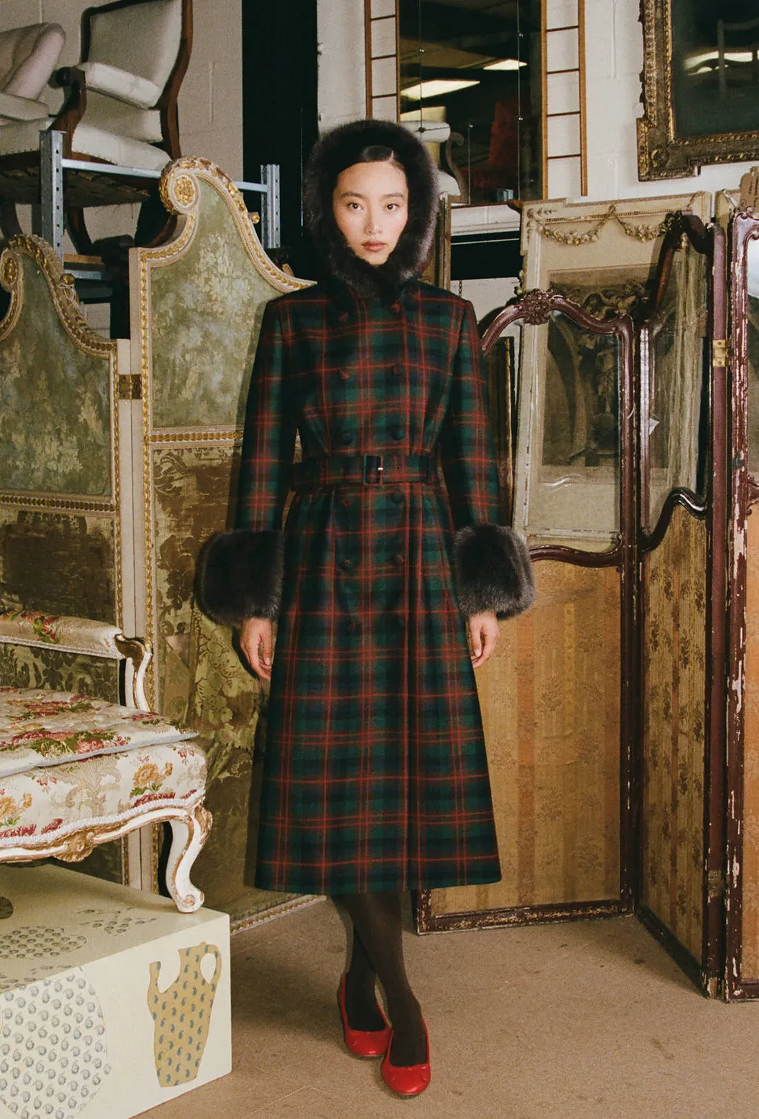 Athella Coat - Chocolate Brown/Red Tartan sold by Shrimps product image thumbnail 2
