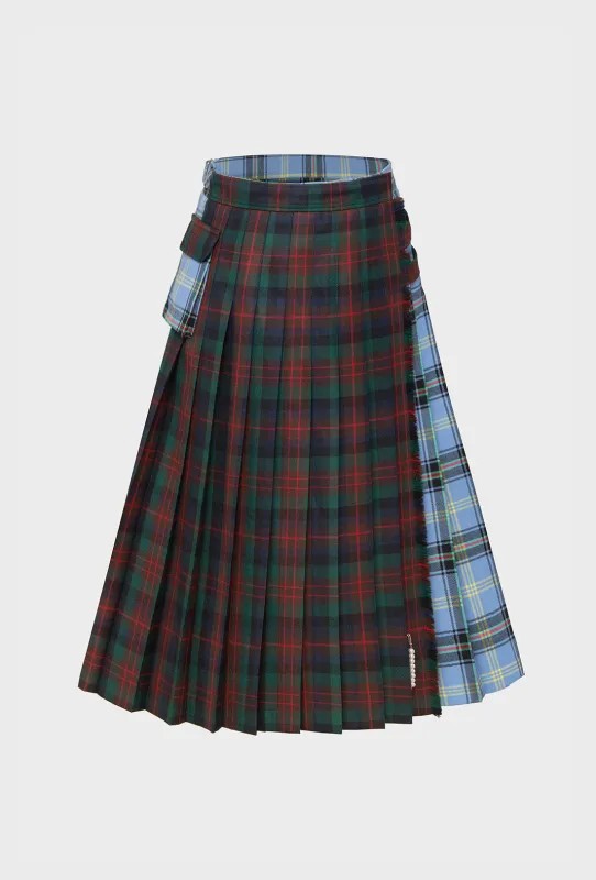 Anya Skirt - Blue/Brown Tartan sold by Shrimps