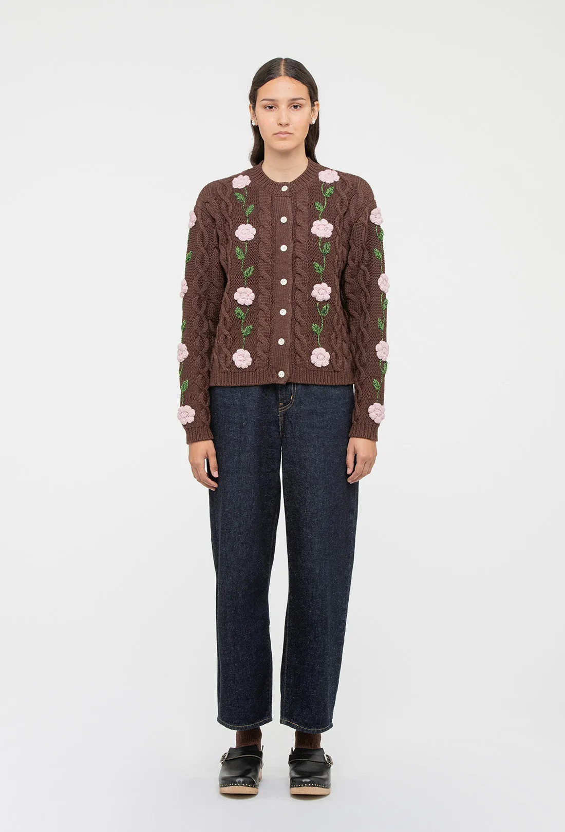 Minnie Cardigan - Chocolate Brown/Pale Pink sold by Shrimps product image thumbnail 3