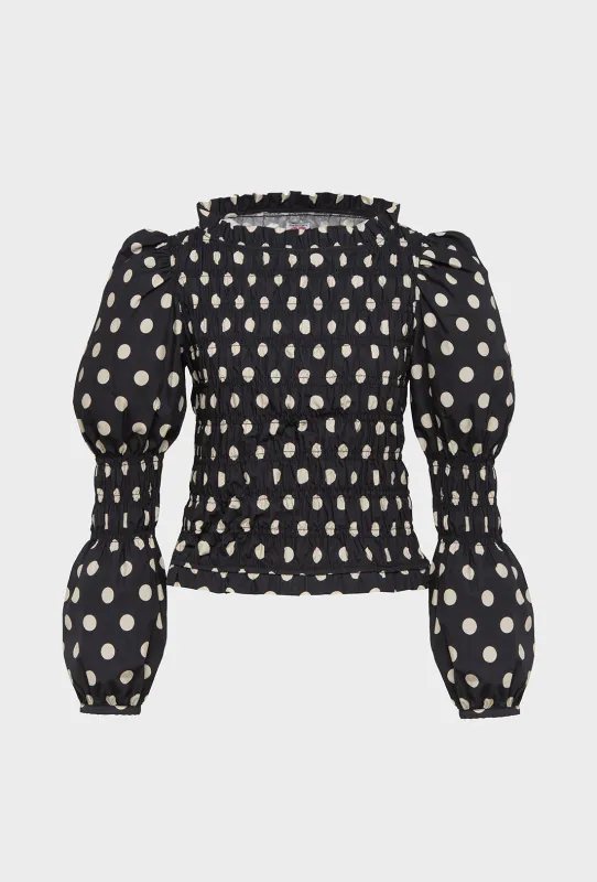 Antoon Blouse - Black/Ecru Spot sold by Shrimps