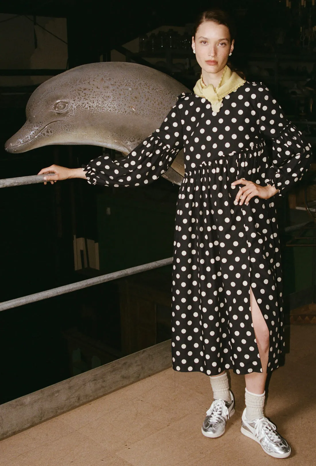 Fenella Dress - Black/Ecru Spot sold by Shrimps product image thumbnail 2