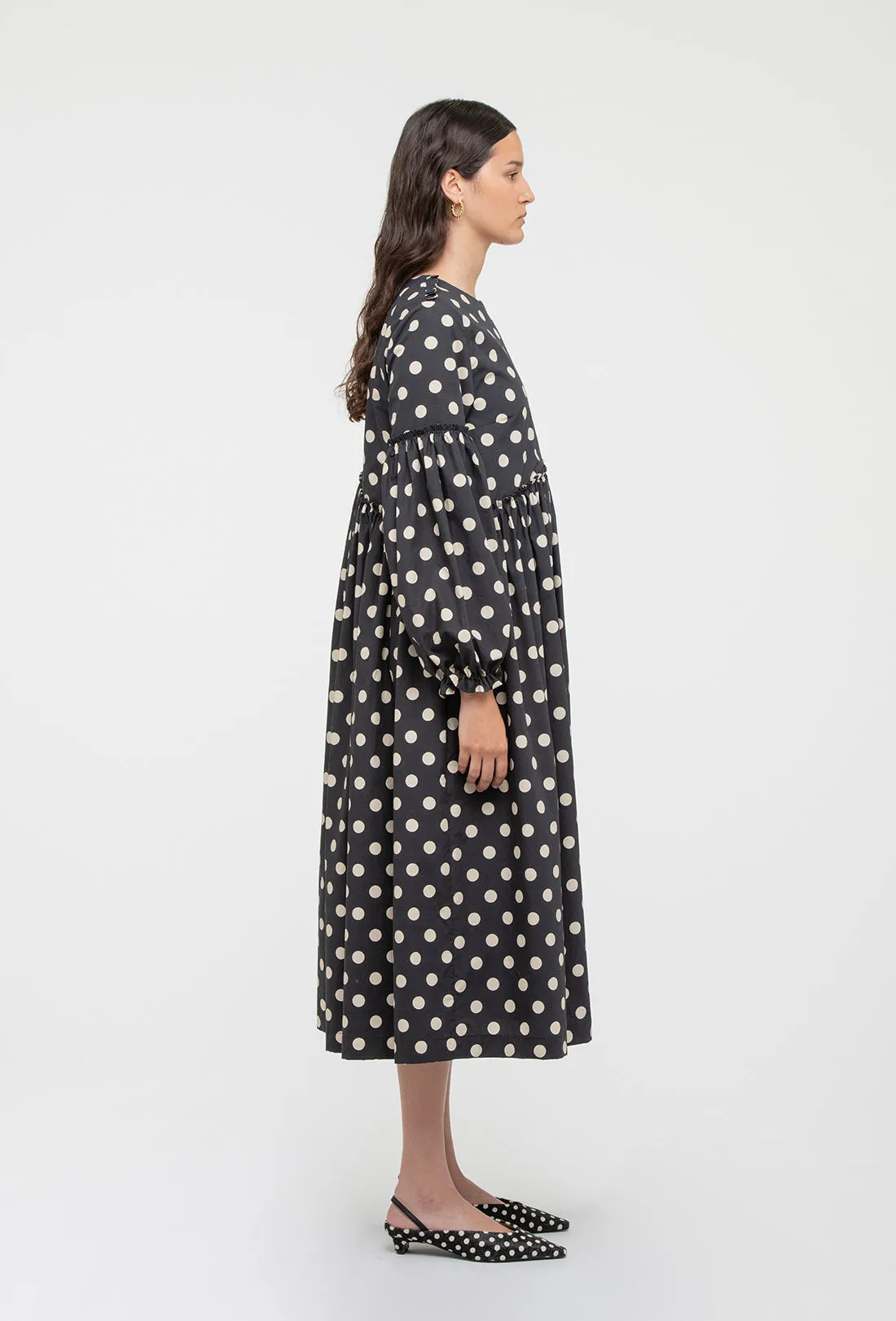 Fenella Dress - Black/Ecru Spot sold by Shrimps product image thumbnail 4