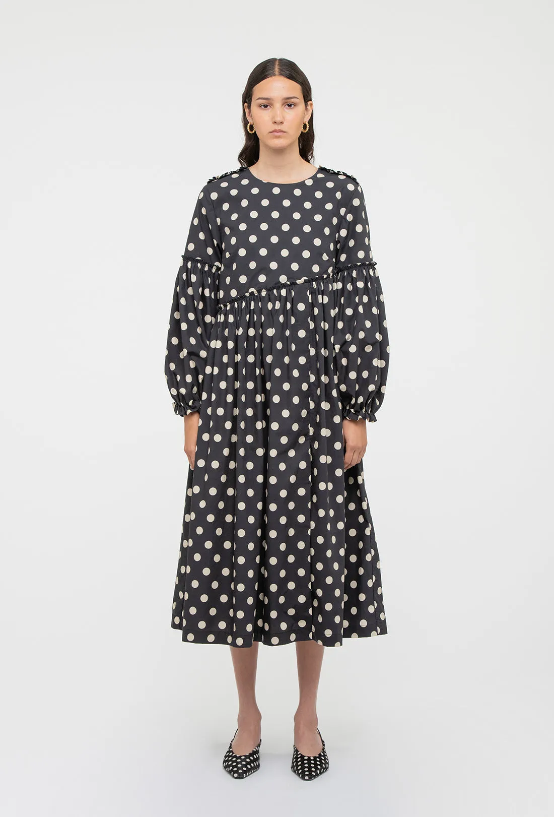 Fenella Dress - Black/Ecru Spot sold by Shrimps product image thumbnail 3
