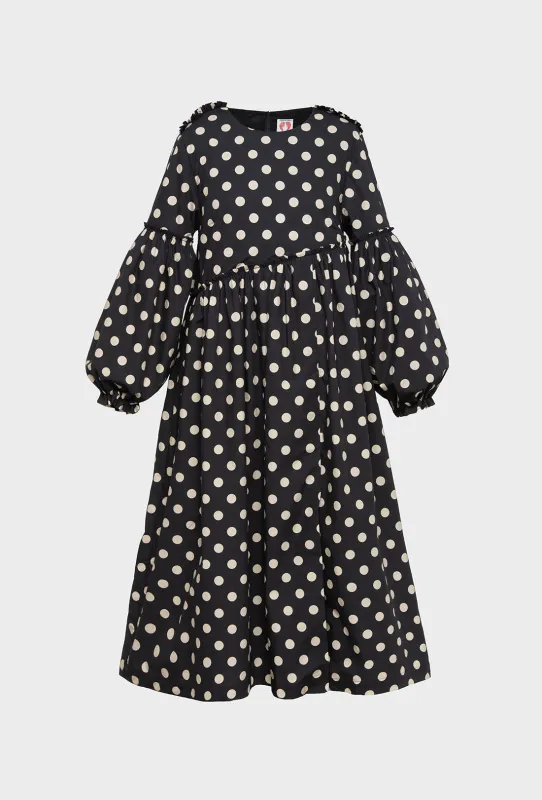 Fenella Dress - Black/Ecru Spot sold by Shrimps