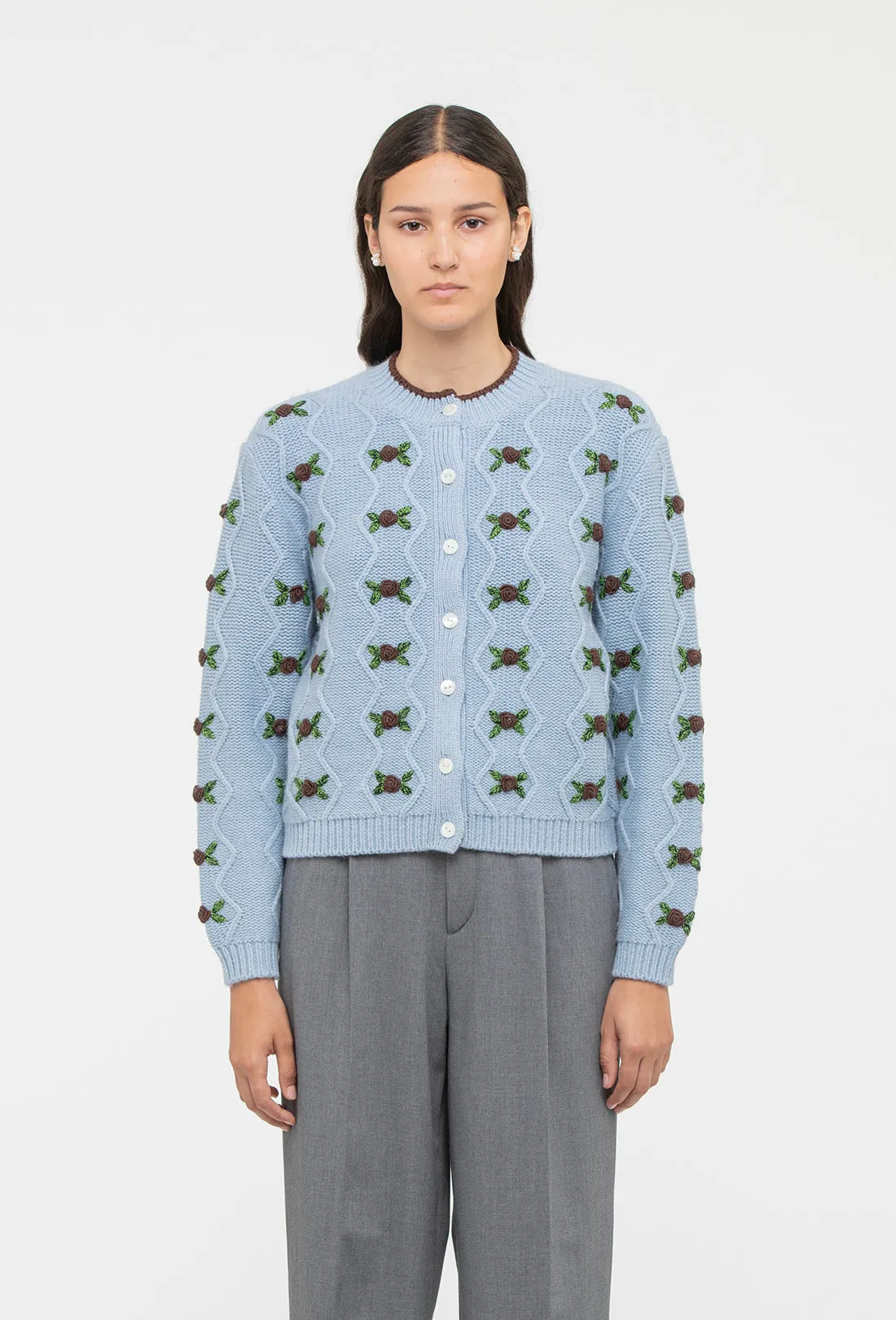 Bloom Cardigan - China Blue/Chocolate Brown sold by Shrimps product image thumbnail 2