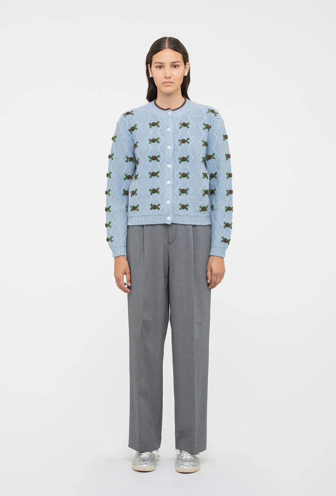 Bloom Cardigan - China Blue/Chocolate Brown sold by Shrimps product image thumbnail 3