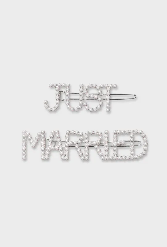 'Just Married' Hair Clips sold by Shrimps