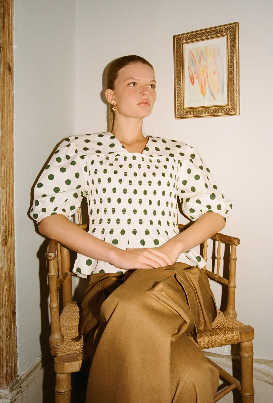 Rowan Blouse - Green Spot/Cream sold by Shrimps product image thumbnail 2
