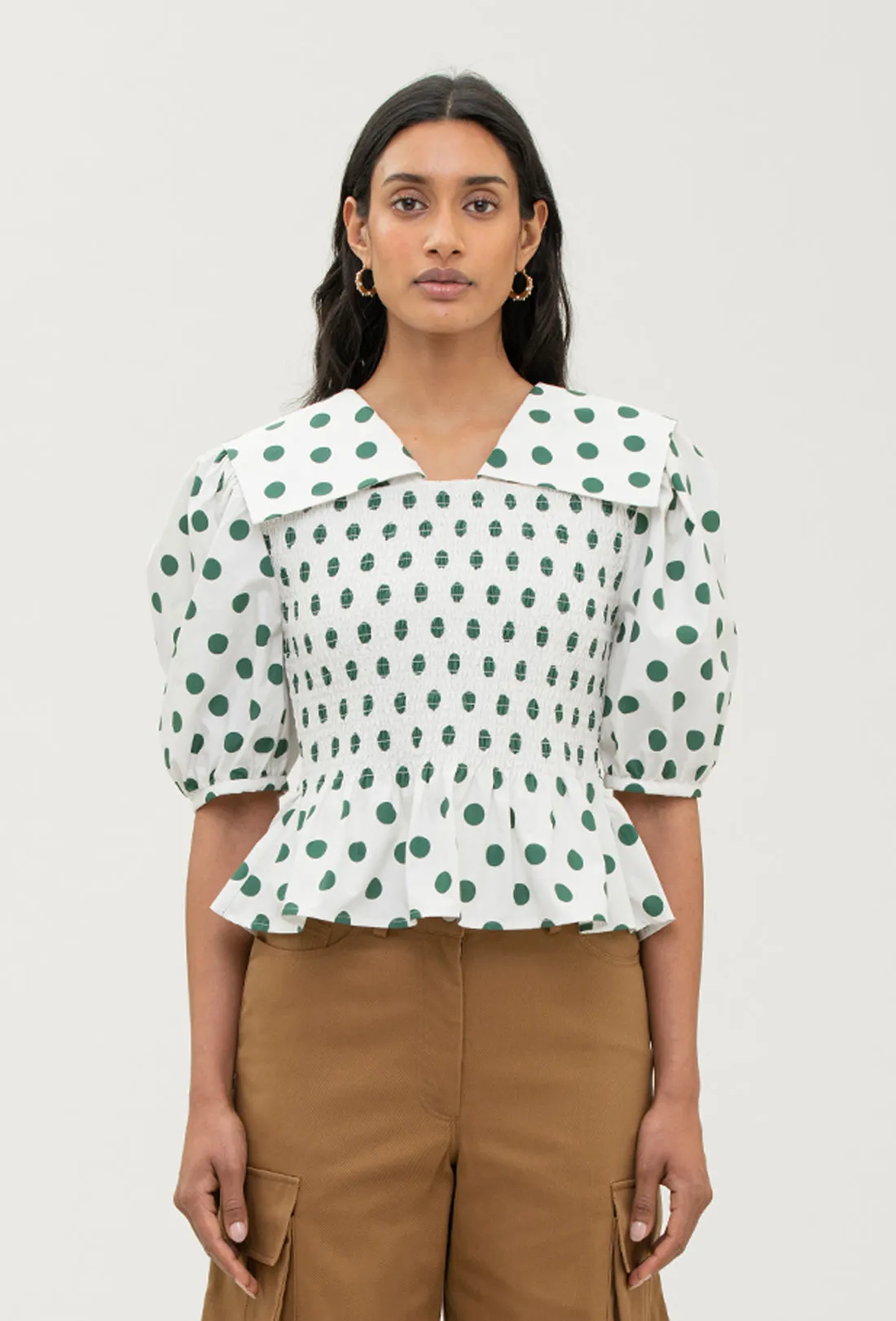 Rowan Blouse - Green Spot/Cream sold by Shrimps product image thumbnail 3