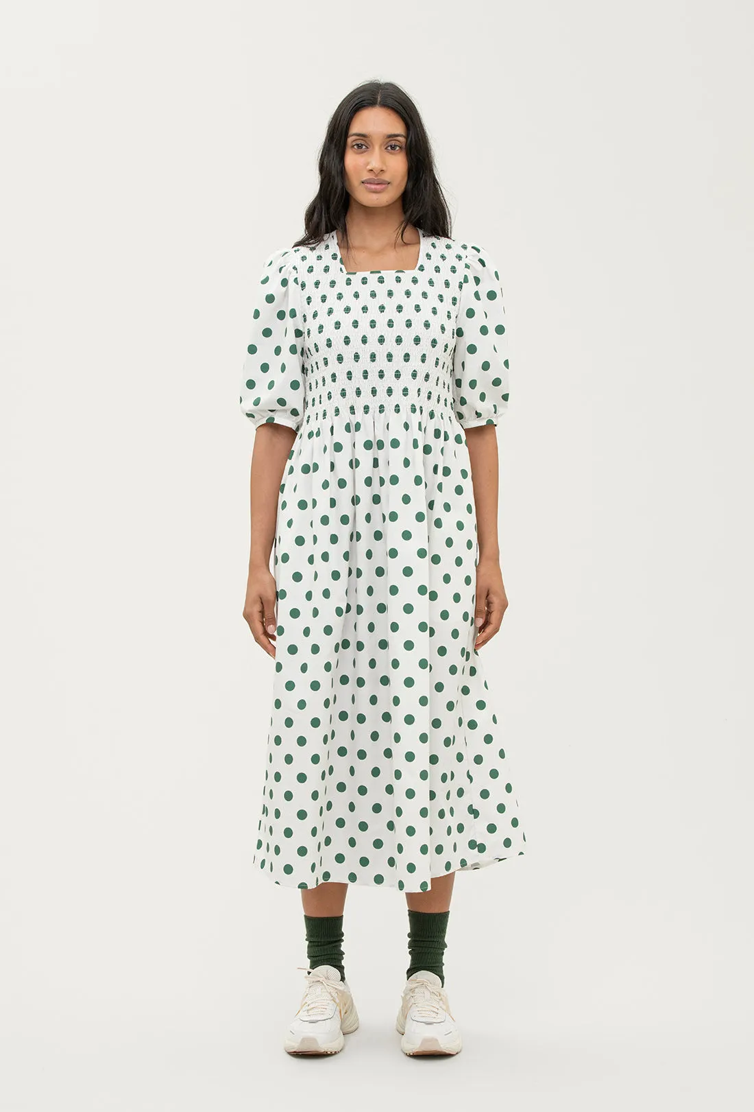 Daria Dress - Green Spot/Cream sold by Shrimps product image thumbnail 3