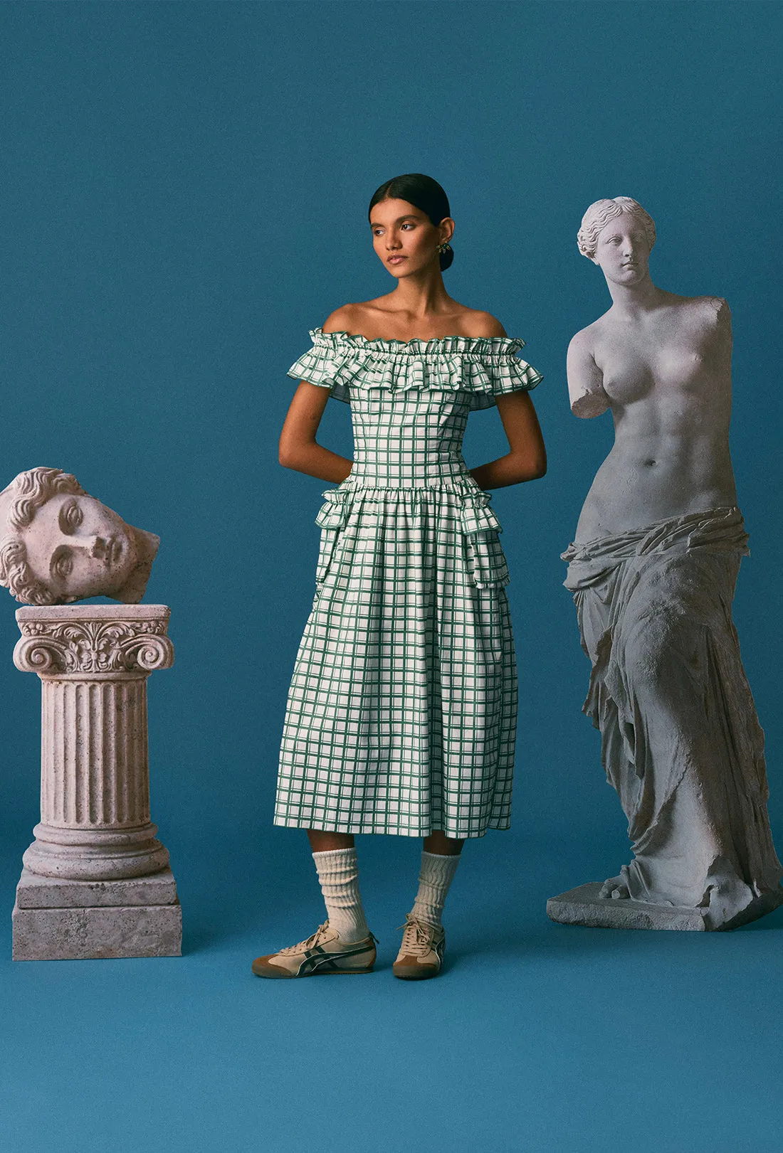 Juliet Dress - Leaf Green Check sold by Shrimps product image thumbnail 2