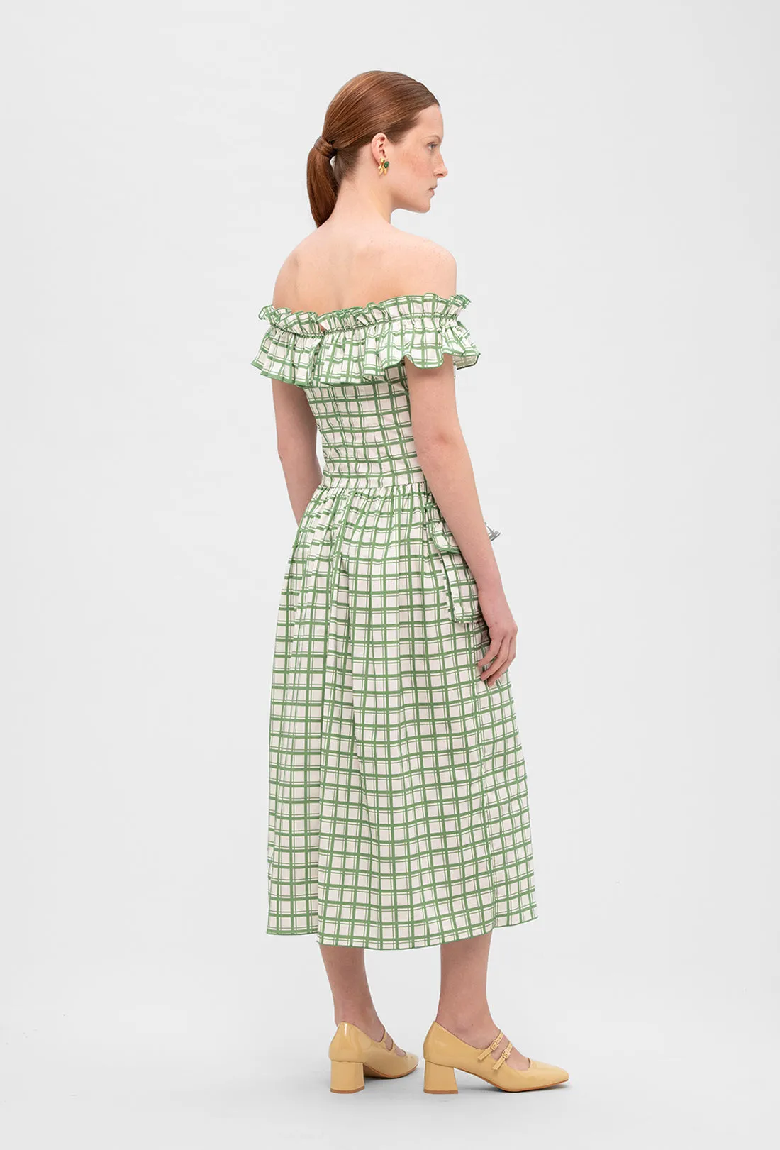 Juliet Dress - Leaf Green Check sold by Shrimps product image thumbnail 4
