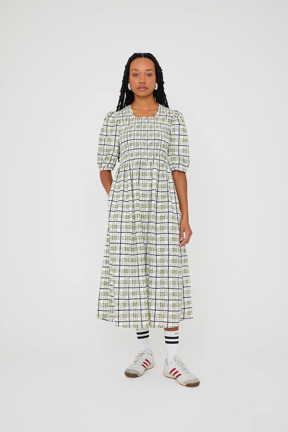 Daria Dress - Yellow/Black Check sold by Shrimps product image thumbnail 2