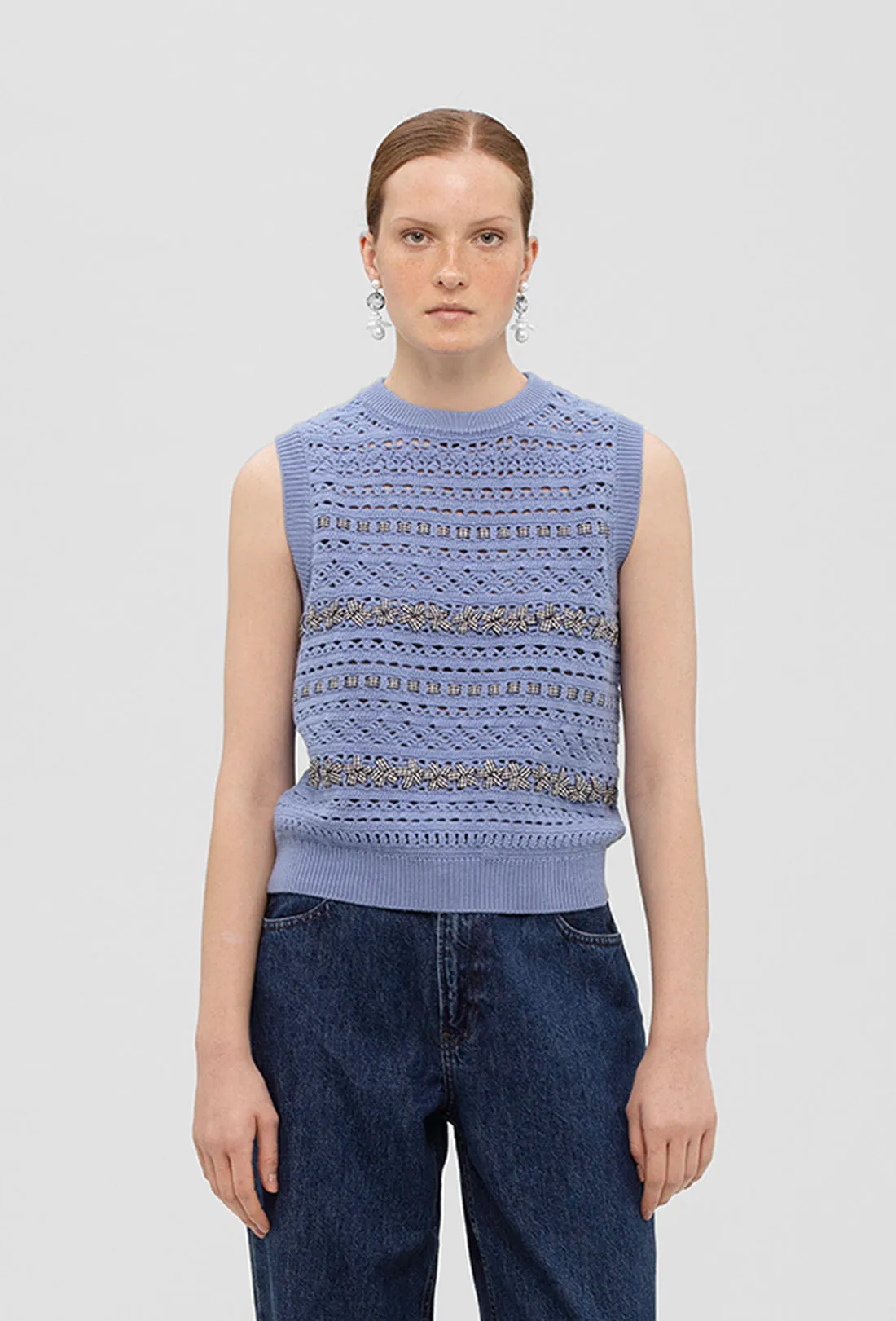 Salem Vest - Greek Blue Gingham sold by Shrimps product image thumbnail 3